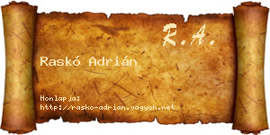 Raskó Adrián névjegykártya